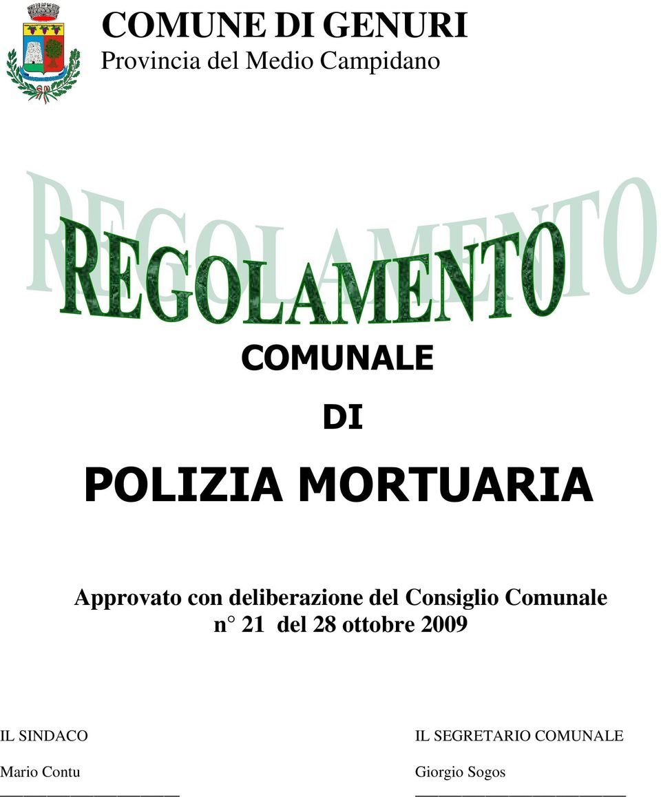 deliberazione del Consiglio Comunale n 21 del 28