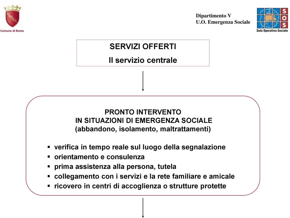 segnalazione orientamento e consulenza prima assistenza alla persona, tutela collegamento