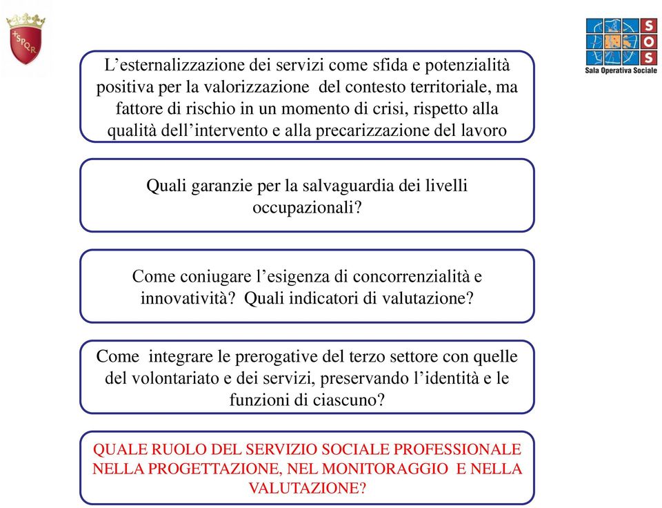 Come coniugare l esigenza di concorrenzialità e innovatività? Quali indicatori di valutazione?