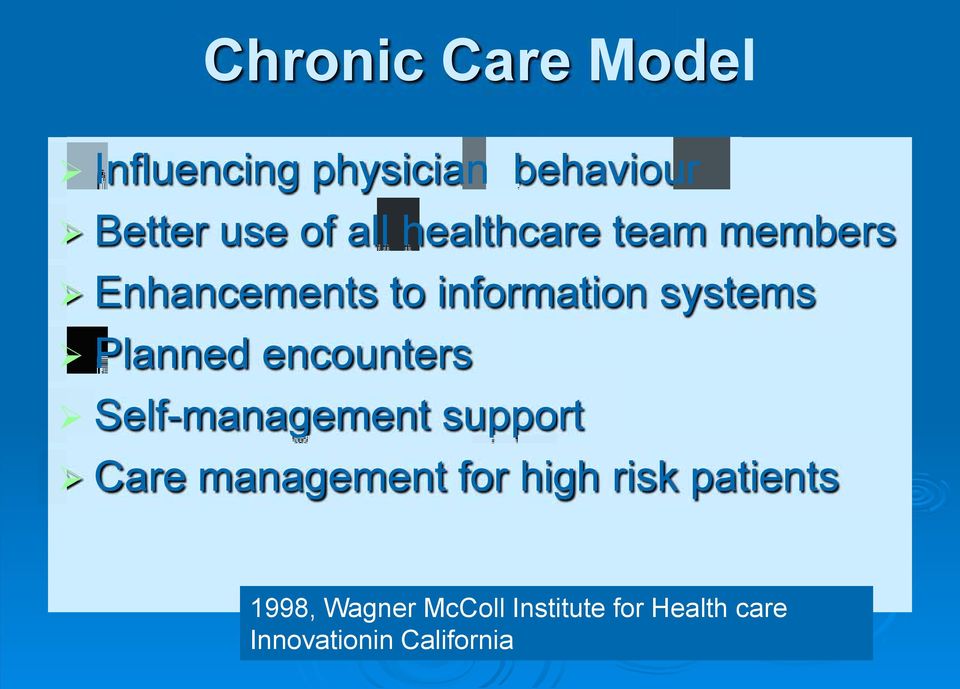 encounters Self-management support Care management for high risk