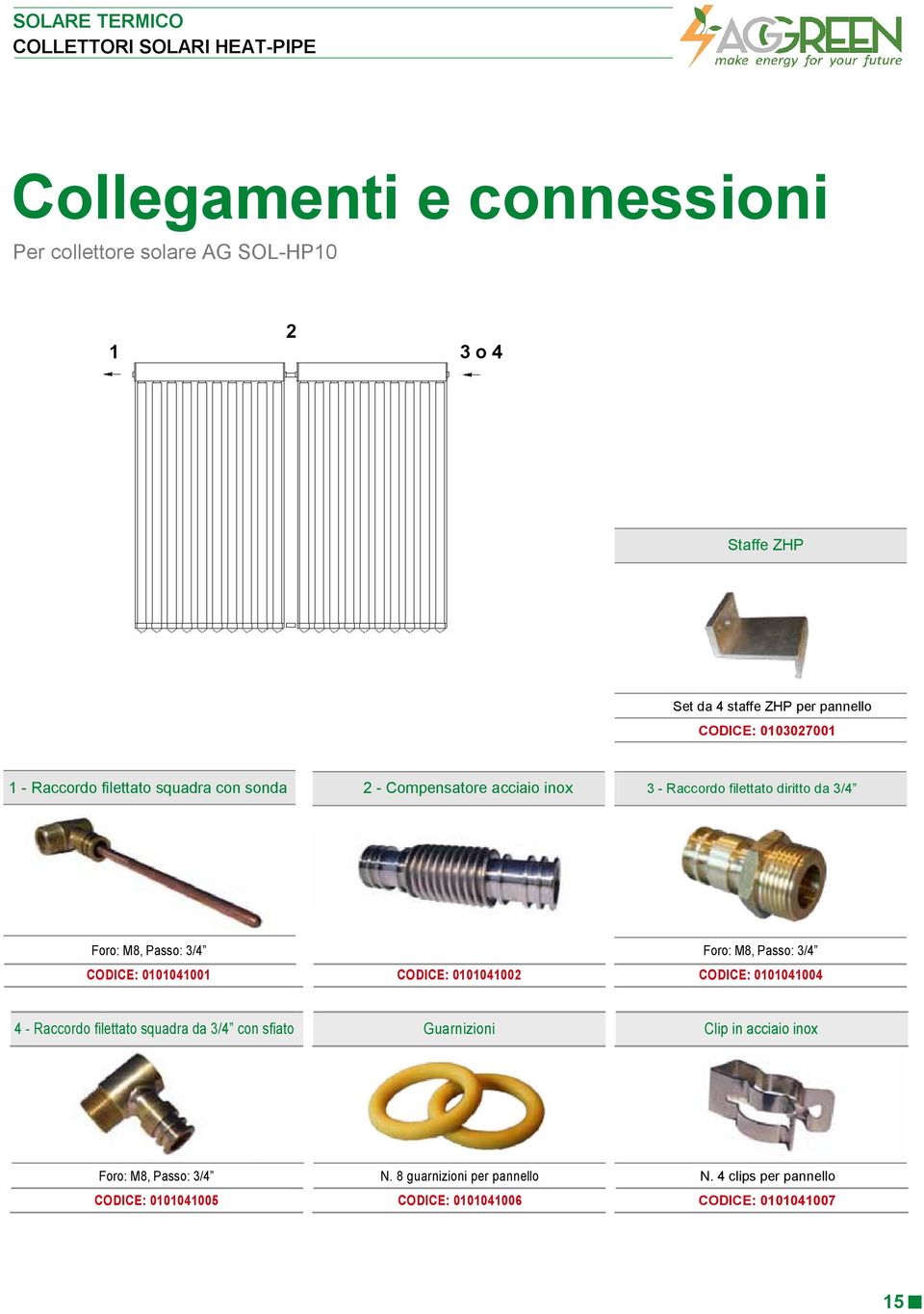 3/4 Foro: M8, Passo: 3/4 CODICE: 0101041001 CODICE: 0101041002 CODICE: 0101041004 4 - Raccordo filettato squadra da 3/4 con sfiato Guarnizioni