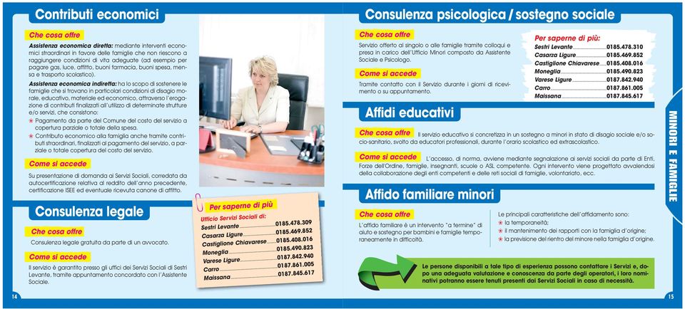 Assistenza economica indiretta: ha lo scopo di sostenere le famiglie che si trovano in particolari condizioni di disagio morale, educativo, materiale ed economico, attraverso l erogazione di