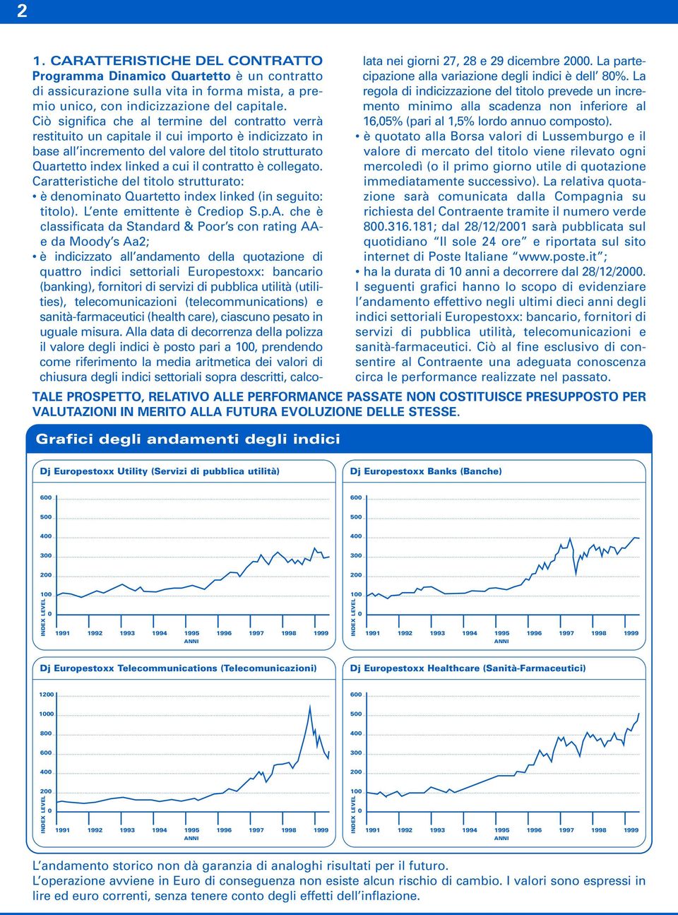 è collegato. Caratteristiche del titolo strutturato: è denominato Quartetto index linked (in seguito: titolo). L ente emittente è Crediop S.p.A.