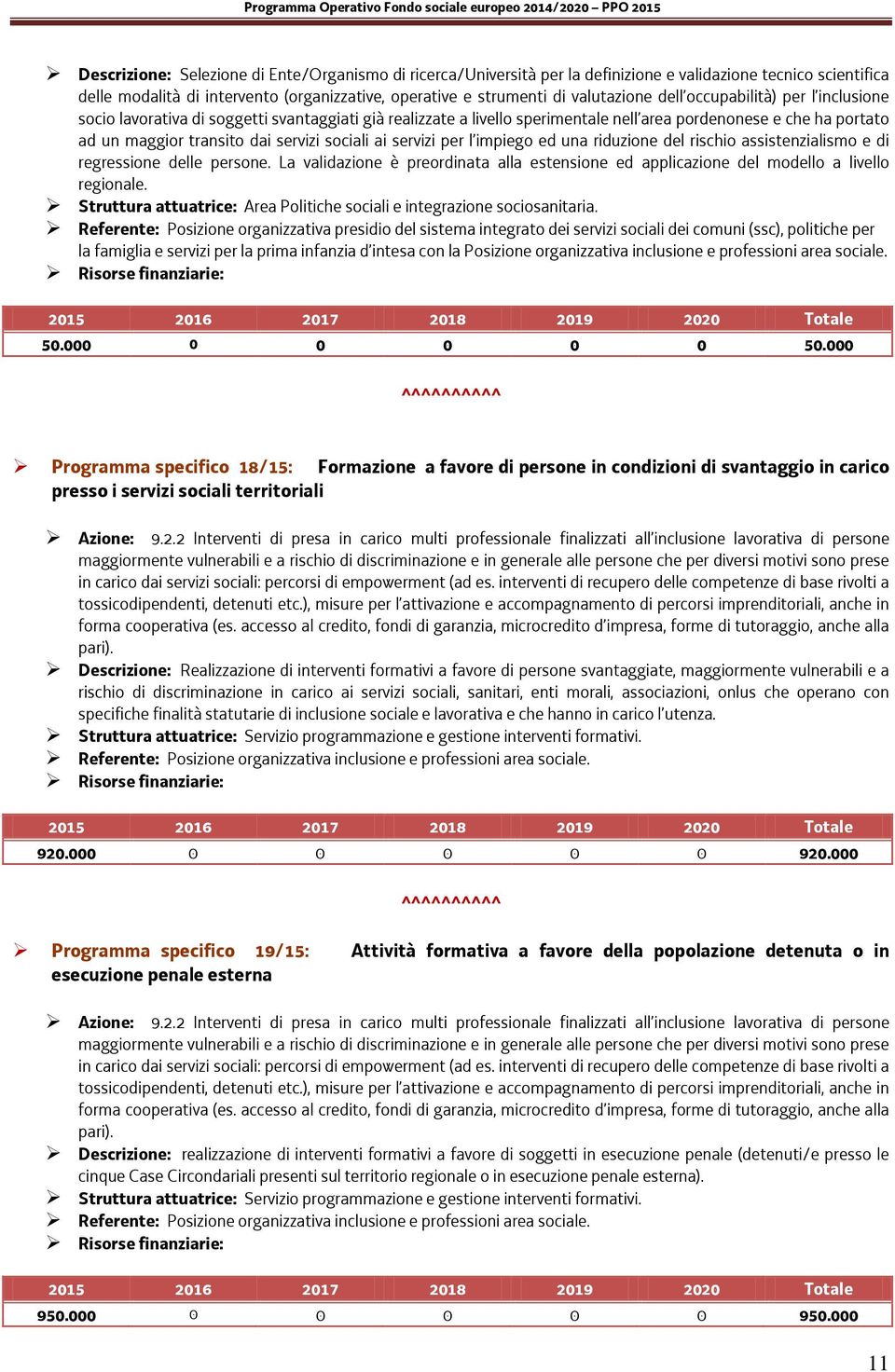 ai servizi per l impiego ed una riduzione del rischio assistenzialismo e di regressione delle persone. La validazione è preordinata alla estensione ed applicazione del modello a livello regionale.