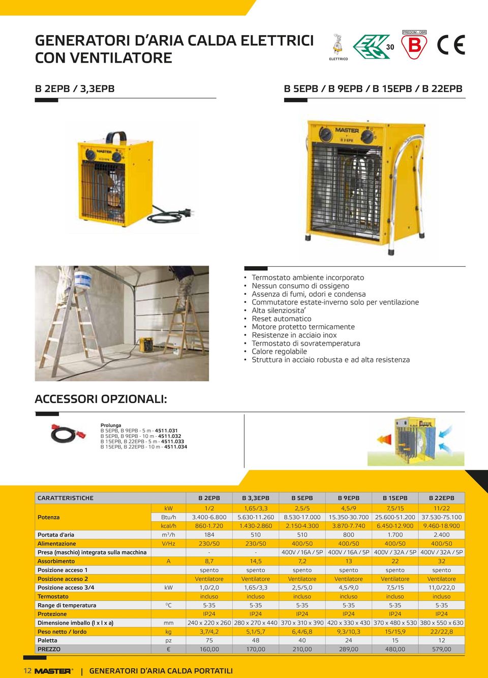 Struttura in acciaio robusta e ad alta resistenza Prolunga B 5EPB, B 9EPB 5 m 4511.031 B 5EPB, B 9EPB 10 m 4511.032 B 15EPB, B 22EPB 5 m 4511.033 B 15EPB, B 22EPB 10 m 4511.