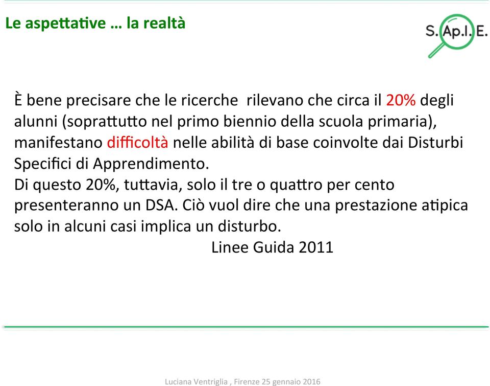 coinvolte dai Disturbi Specifici di Apprendimento.