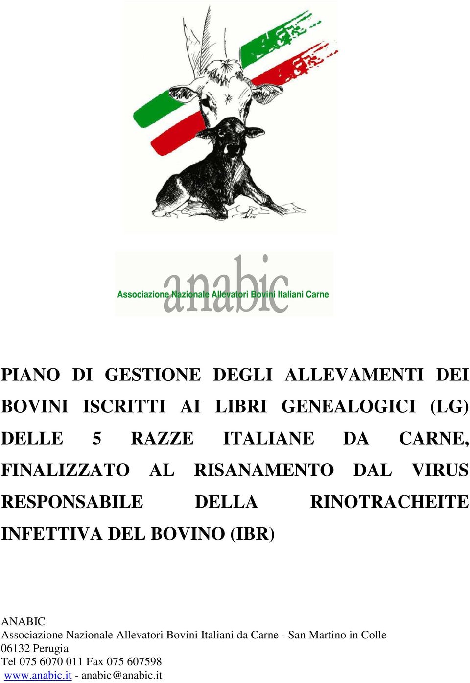 INFETTIVA DEL BOVINO (IBR) ANABIC Associazione Nazionale Allevatori Bovini Italiani da Carne -