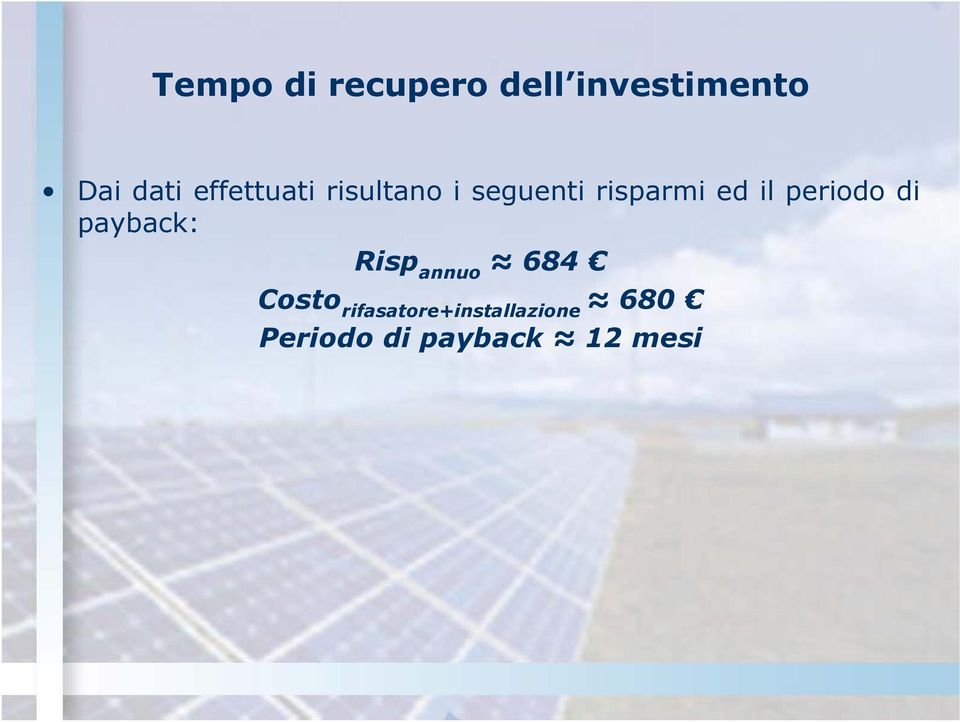 di payback: Risp annuo 684 Costo