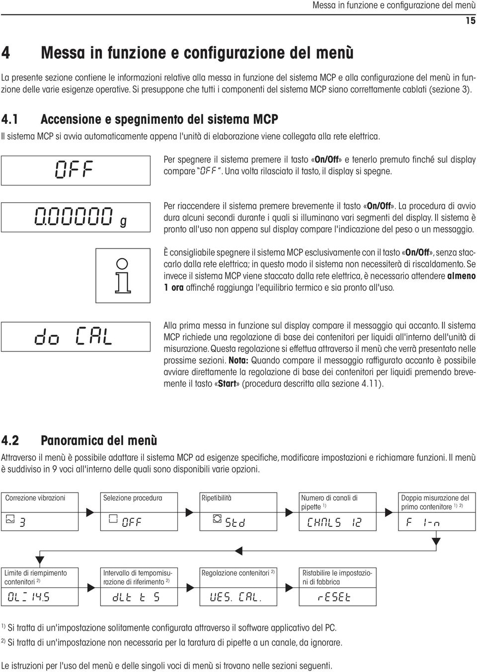 1 Accensione e spegnimento del sistema MCP Il sistema MCP si avvia automaticamente appena l'unità di elaborazione viene collegata alla rete elettrica.