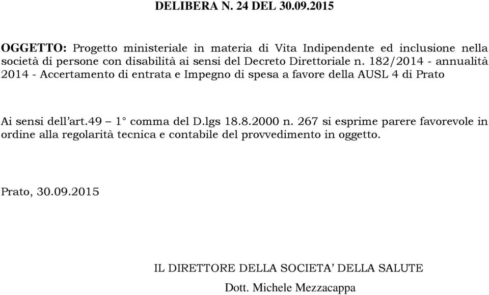 del Decreto Direttoriale n.