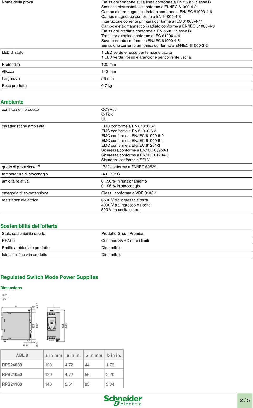 EN/IEC 61000-4-3 Emissioni irradiate conforme a EN 55022 classe B Transitorio rapido conforme a IEC 61000-4-4 Sovracorrente conforme a EN/IEC 61000-4-5 Emissione corrente armonica conforme a EN/IEC