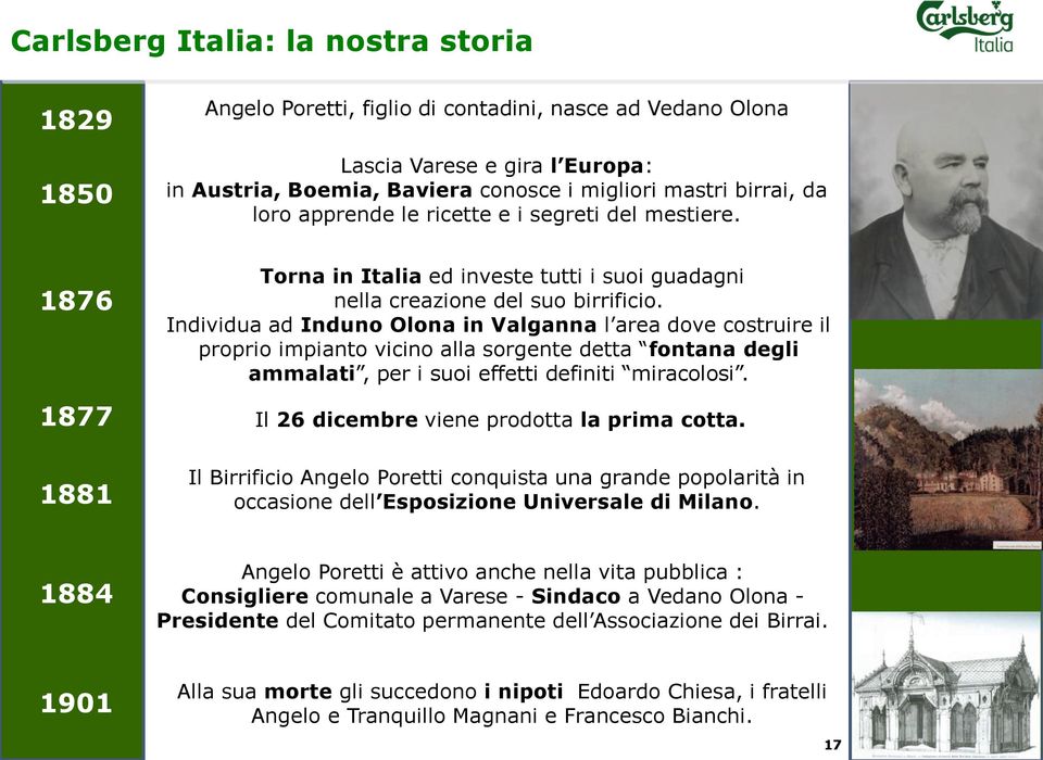 Individua ad Induno Olona in Valganna l area dove costruire il proprio impianto vicino alla sorgente detta fontana degli ammalati, per i suoi effetti definiti miracolosi.