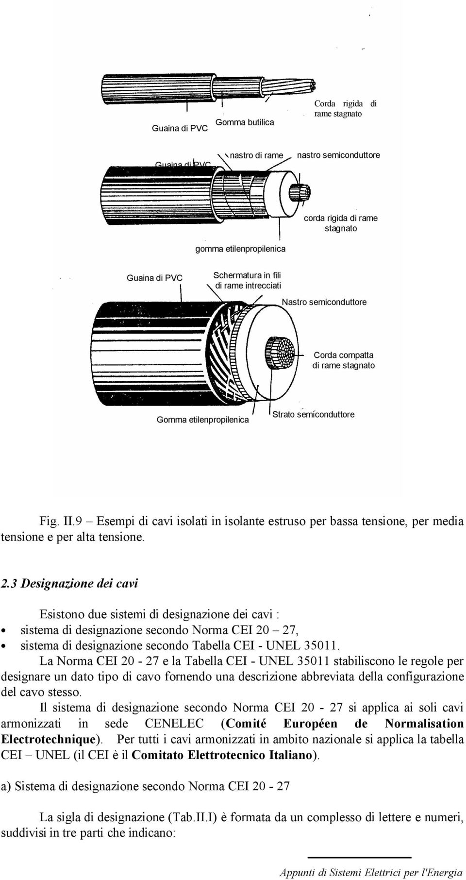 9 Esempi di cavi isolati in isolante estruso per bassa tensione, per media tensione e per alta tensione. 2.