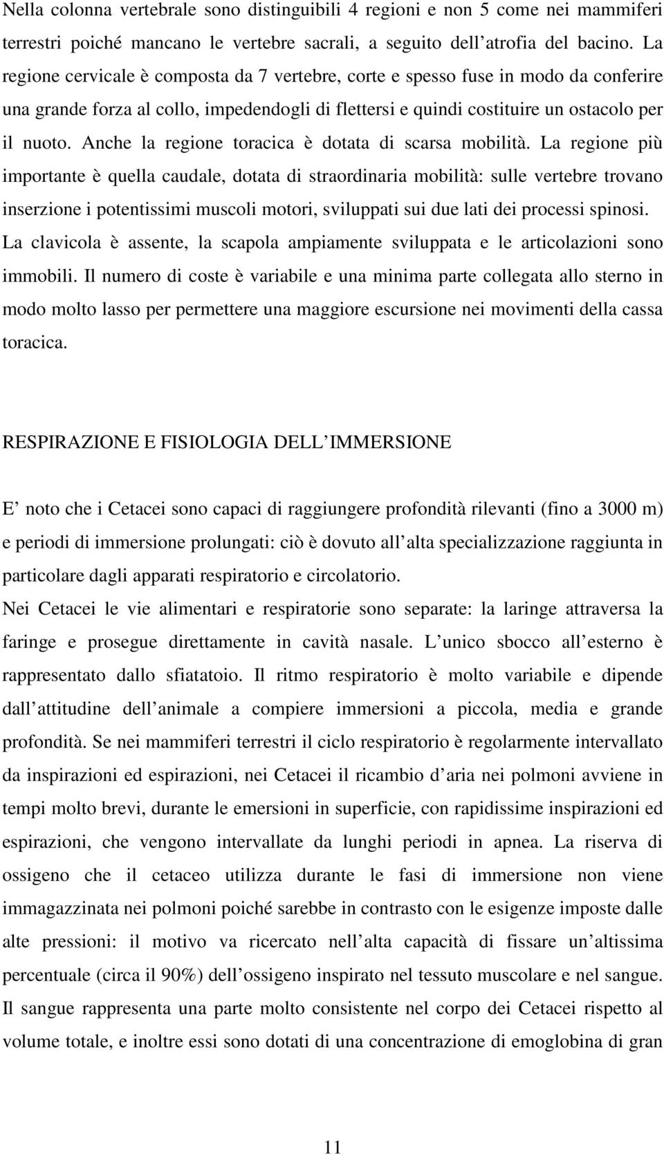 Anche la regione toracica è dotata di scarsa mobilità.