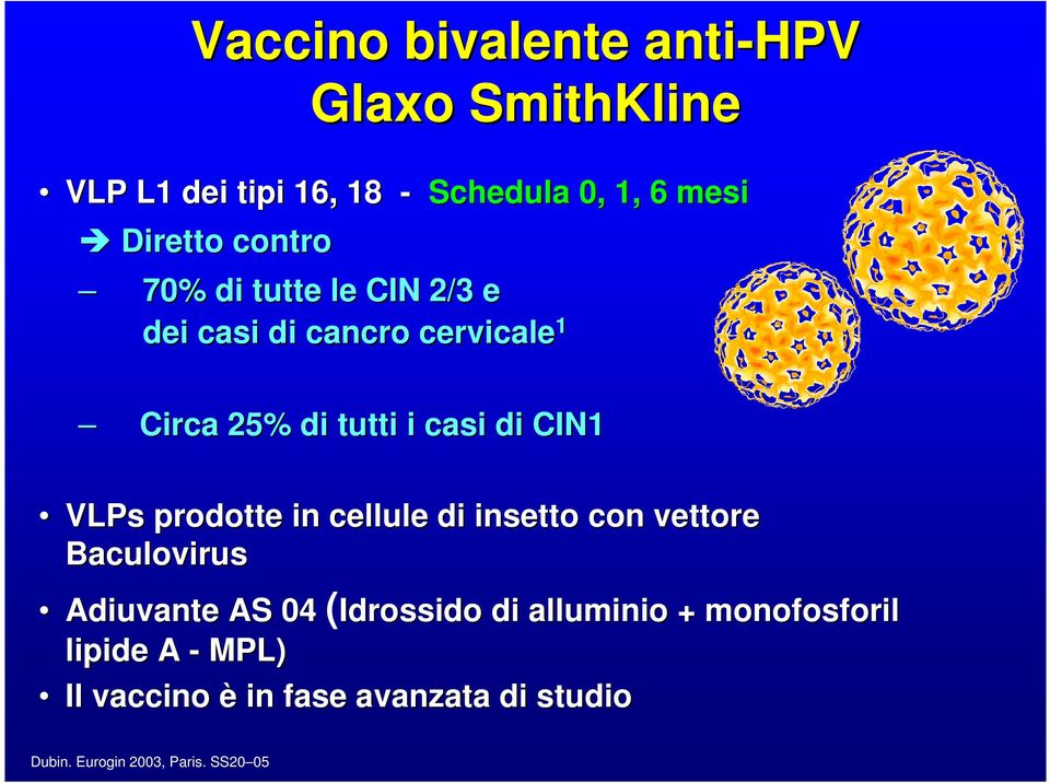 CIN1 VLPs prodotte in cellule di insetto con vettore Baculovirus Adiuvante AS 04 (Idrossido di