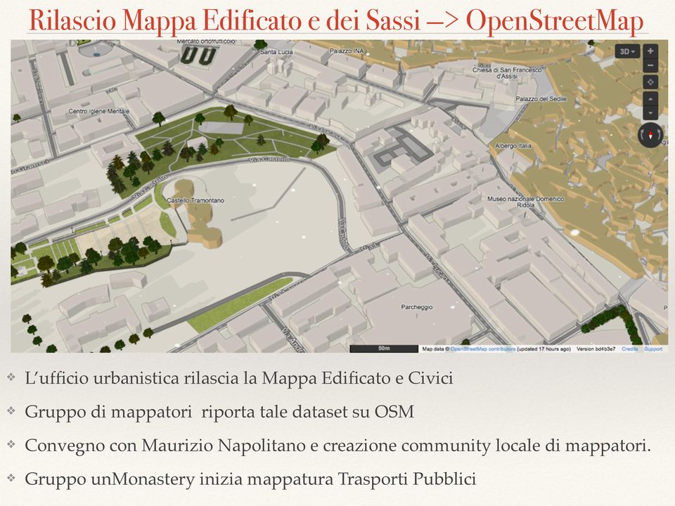 Gruppo di mappatori riporta tale dataset su OSM!