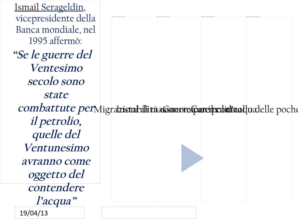 Se le guerre del Ventesimo secolo sono state combattute permigrazioni Instabilità di massa economica GuerreCarenza