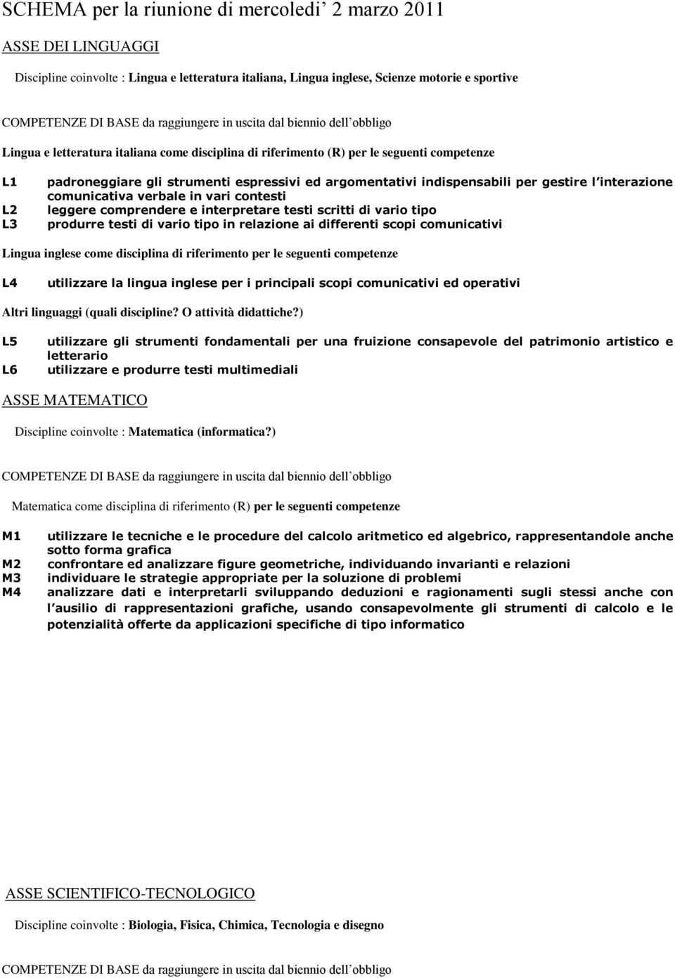 indispensabili per gestire l interazione comunicativa verbale in vari contesti leggere comprendere e interpretare testi scritti di vario tipo produrre testi di vario tipo in relazione ai differenti