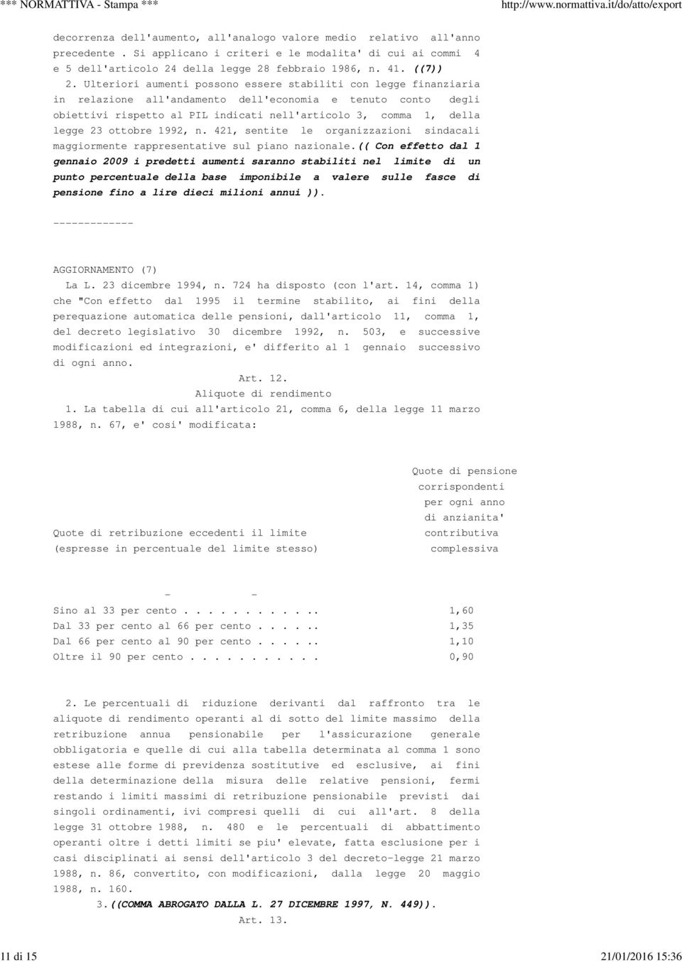 Ulteriori aumenti possono essere stabiliti con legge finanziaria in relazione all'andamento dell'economia e tenuto conto degli obiettivi rispetto al PIL indicati nell'articolo 3, comma 1, della legge