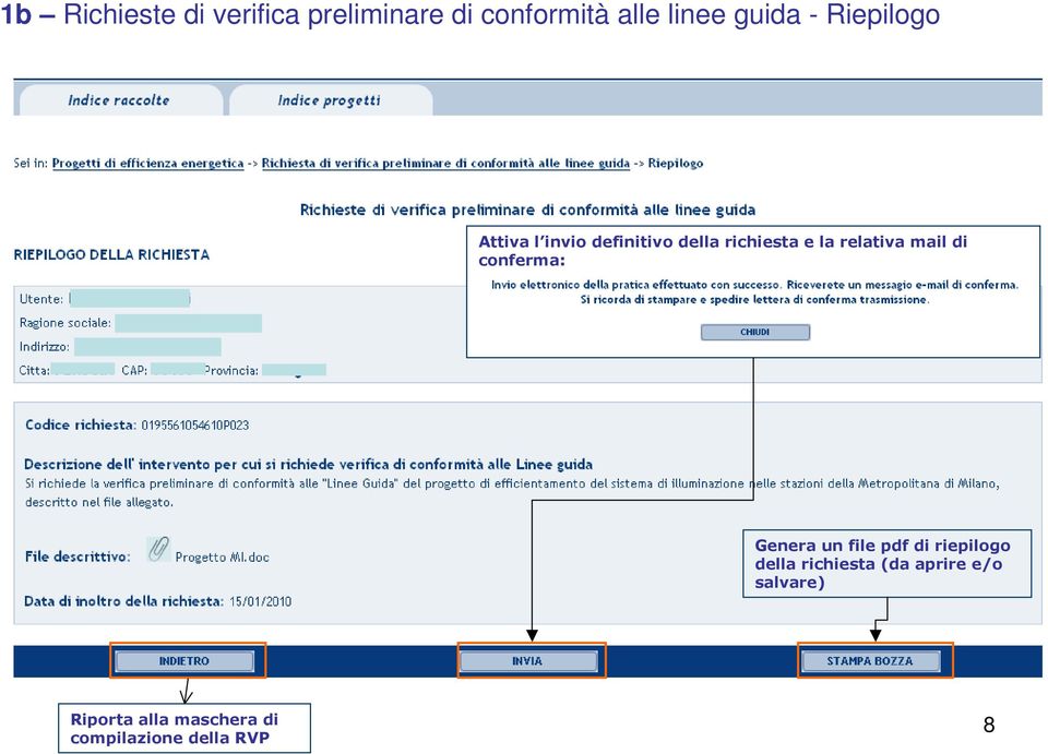 mail di conferma: Genera un file pdf di riepilogo della richiesta