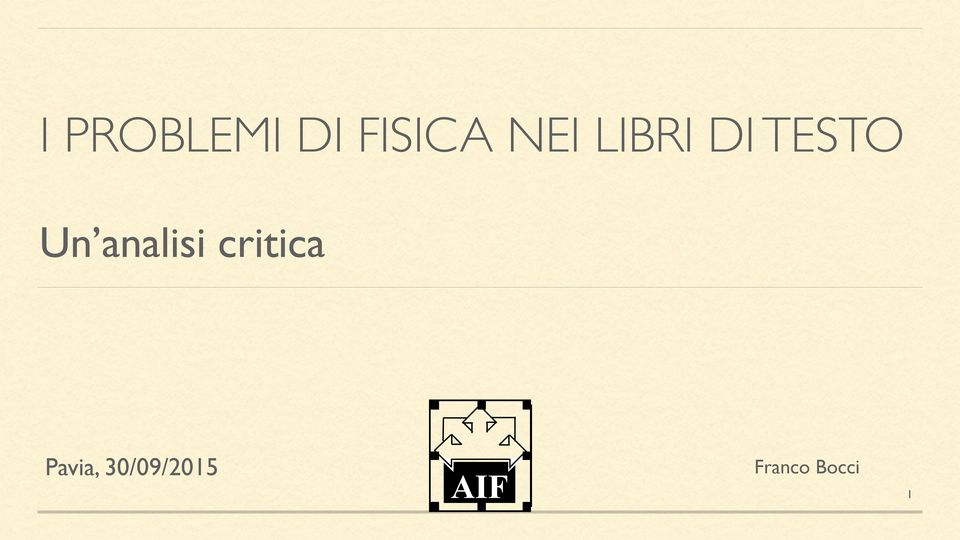 analisi critica Pavia,