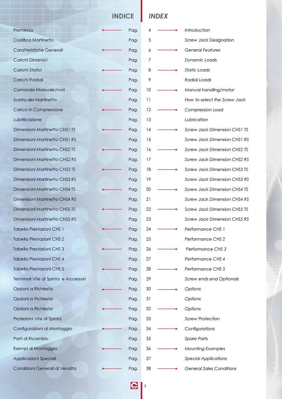 17 Dimensioni Martinetto CHS3 TS ag. 18 Dimensioni Martinetto CHS3 RS ag. 19 Dimensioni Martinetto CHS4 TS ag. 20 Dimensioni Martinetto CHS4 RS ag. 21 Dimensioni Martinetto CHS5 TS ag.