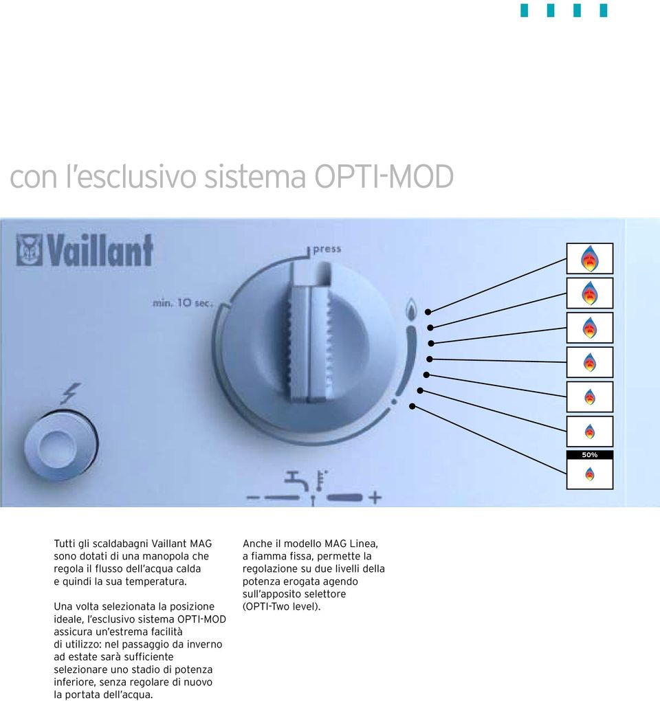 Una volta selezionata la posizione ideale, l esclusivo sistema OPTI-MOD assicura un estrema facilità di utilizzo: nel passaggio da inverno ad