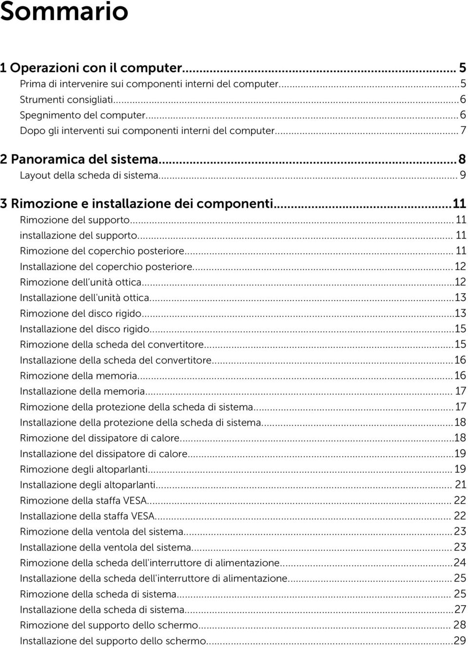 .. 11 installazione del supporto... 11 Rimozione del coperchio posteriore... 11 Installazione del coperchio posteriore... 12 Rimozione dell unità ottica...12 Installazione dell'unità ottica.