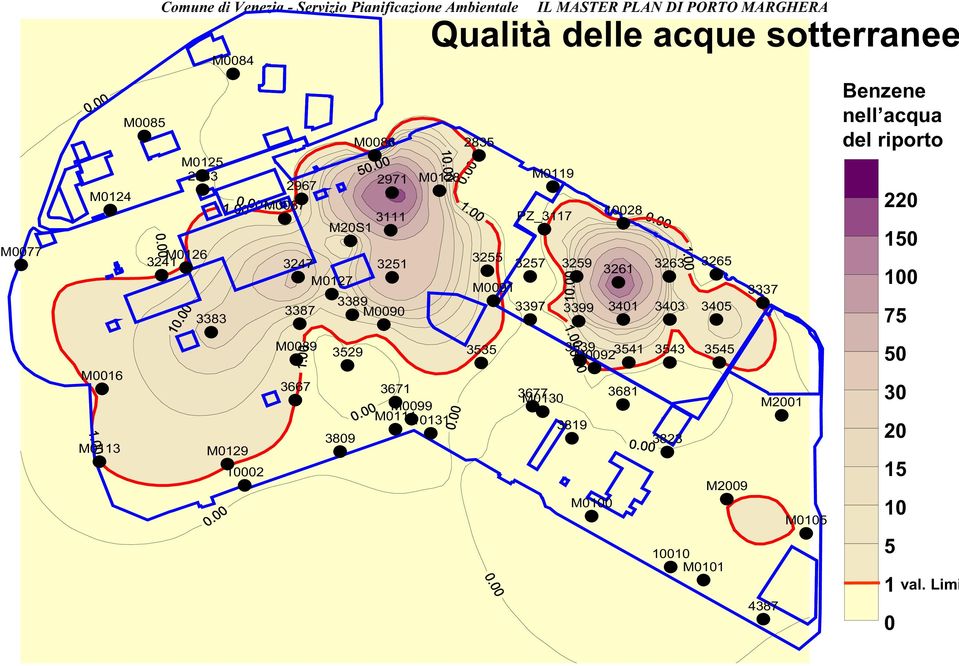 3397 3399 3401 3403 3405 3337 Benzene nell acqua del riporto 220 150 100 75 M0016 M0113 M0129 10002 M0089 3529 3535 3539 M0092 3541