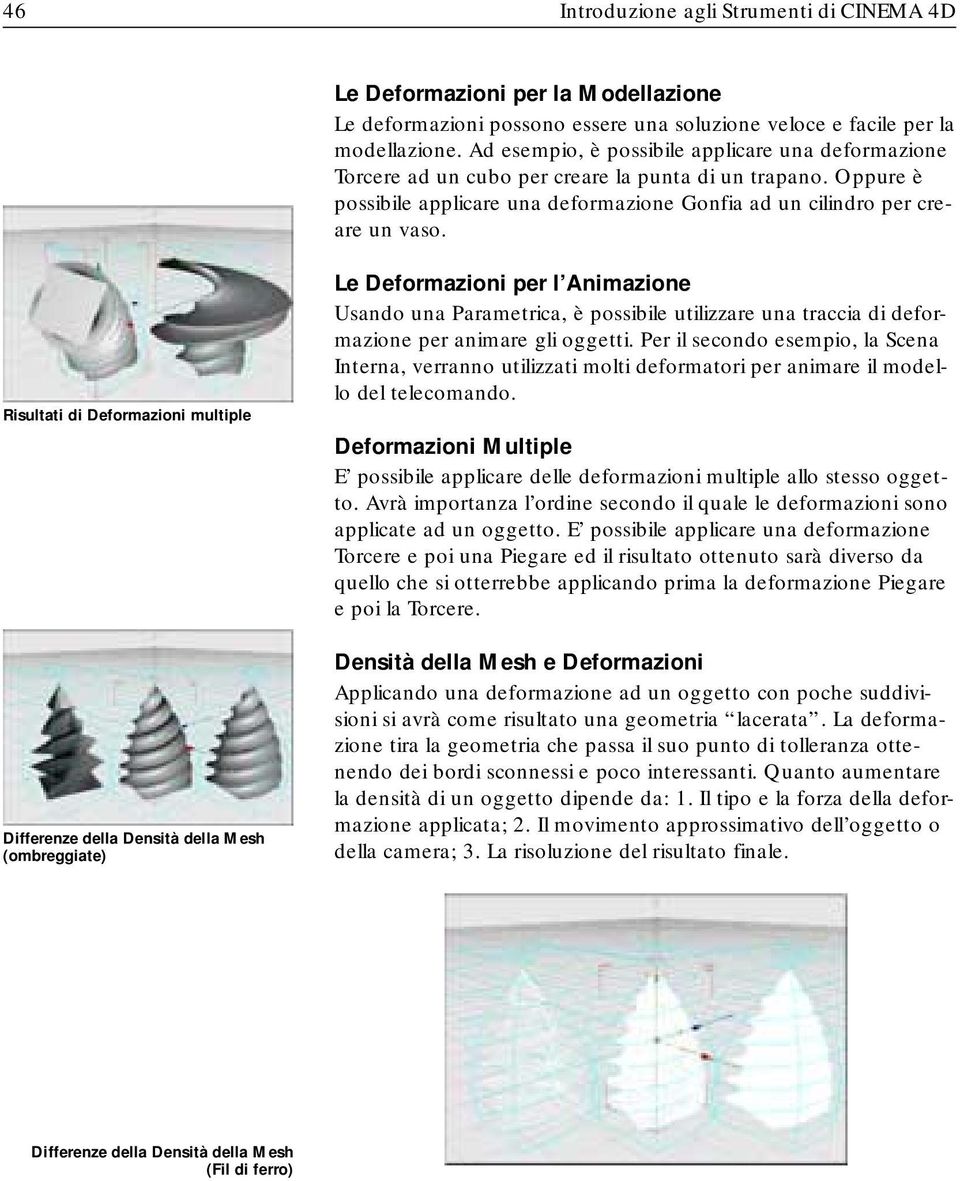 Risultati di Deformazioni multiple Differenze della Densità della Mesh (ombreggiate) Le Deformazioni per l Animazione Usando una Parametrica, è possibile utilizzare una traccia di deformazione per