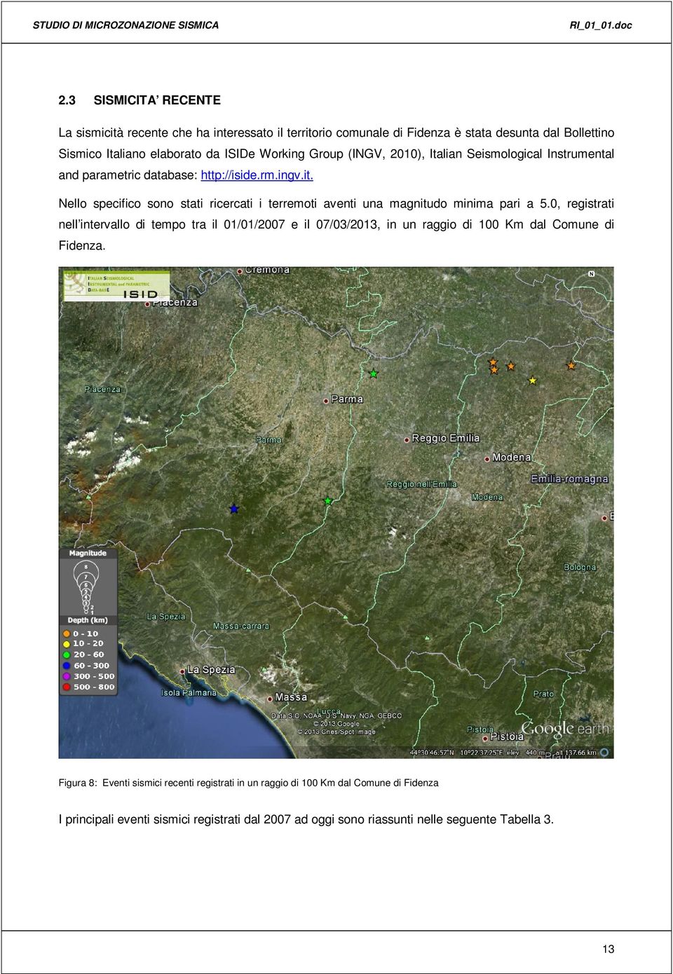 (INGV, 2010), Italian Seismological Instrumental and parametric database: http://iside.rm.ingv.it.