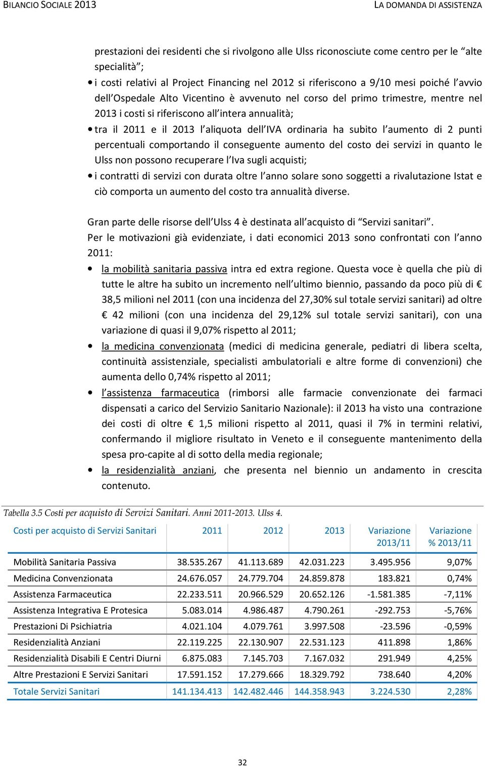 di 2 punti percentuali comportando il conseguente aumento del costo dei servizi in quanto le Ulss non possono recuperare l Iva sugli acquisti; i contratti di servizi con durata oltre l anno solare