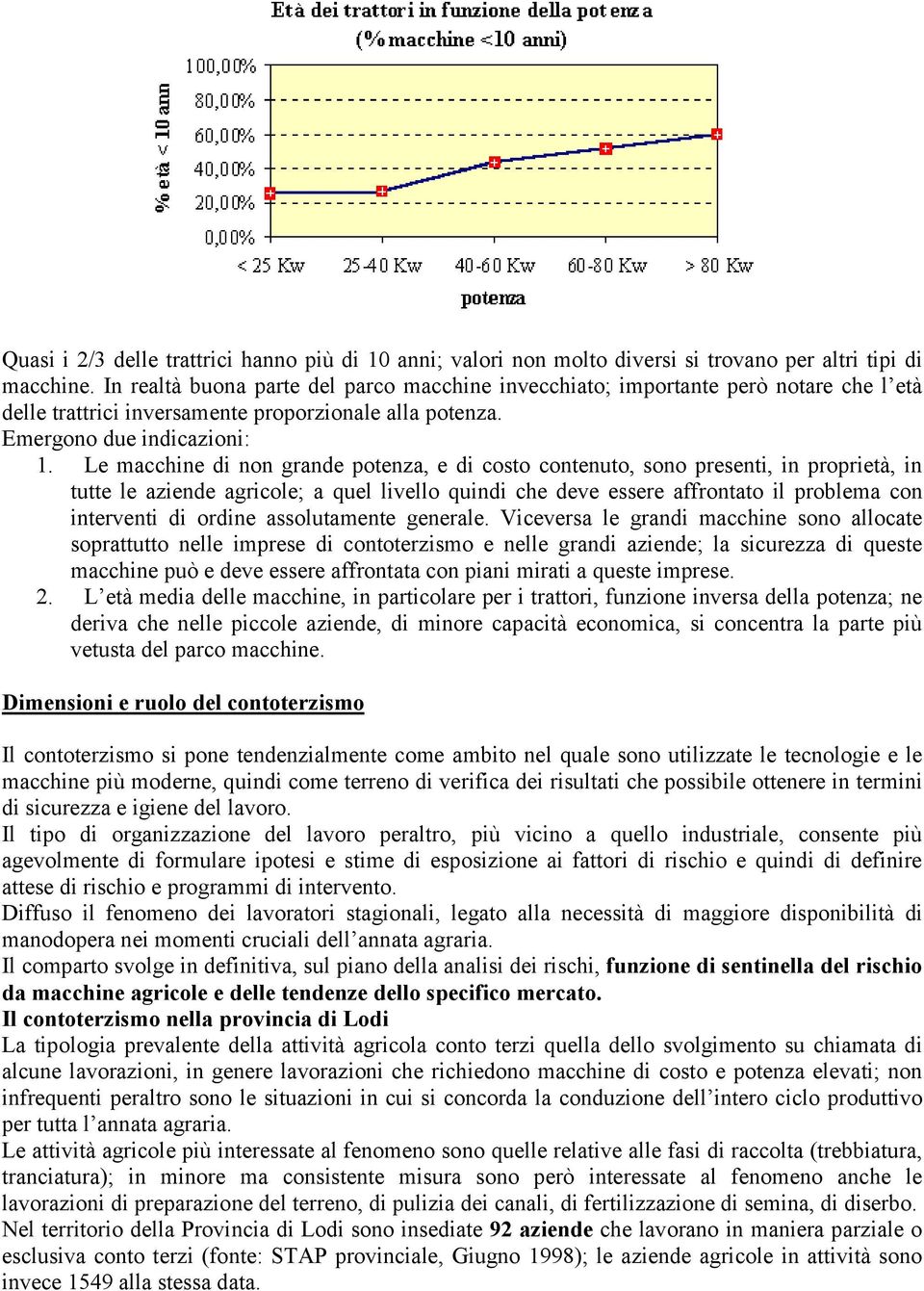 Le di non grande potenza, e di costo contenuto, sono presenti, in proprietà, in tutte le agricole; a quel livello quindi che deve essere affrontato il problema con interventi di ordine assolutamente