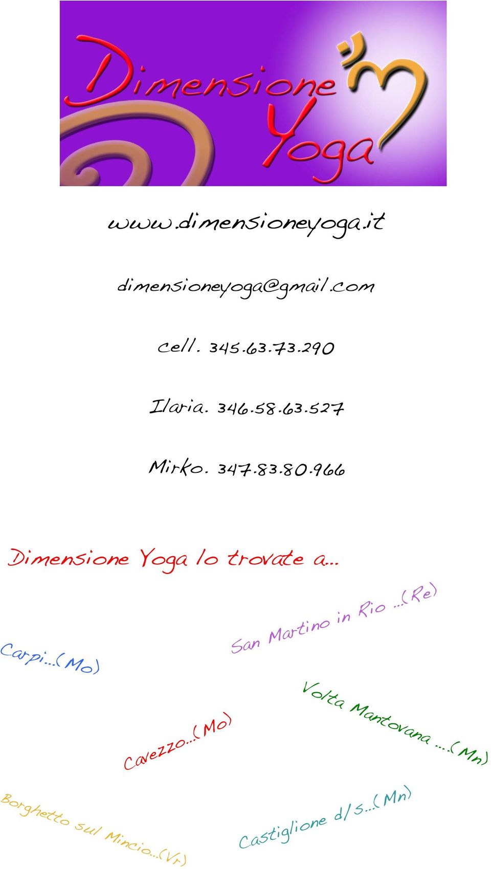 966 Dimensione Yoga lo trovate a Carpi (Mo) San Martino