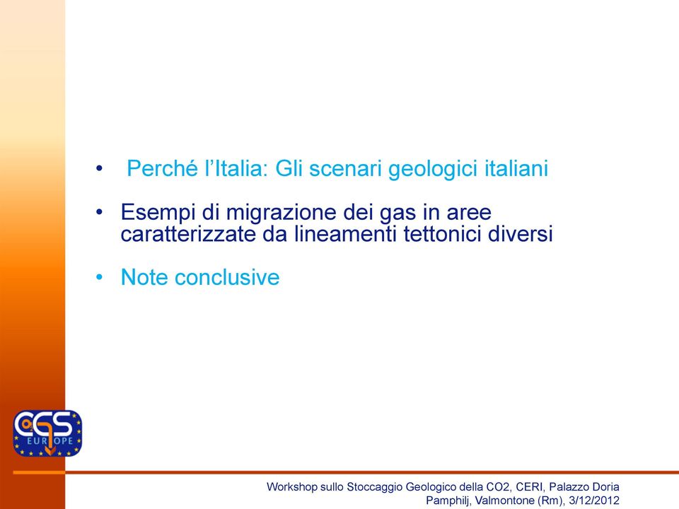 migrazione dei gas in aree