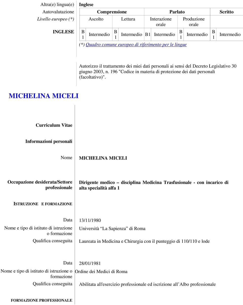 196 "Codice in materia di protezione dei dati personali (facoltativo)".