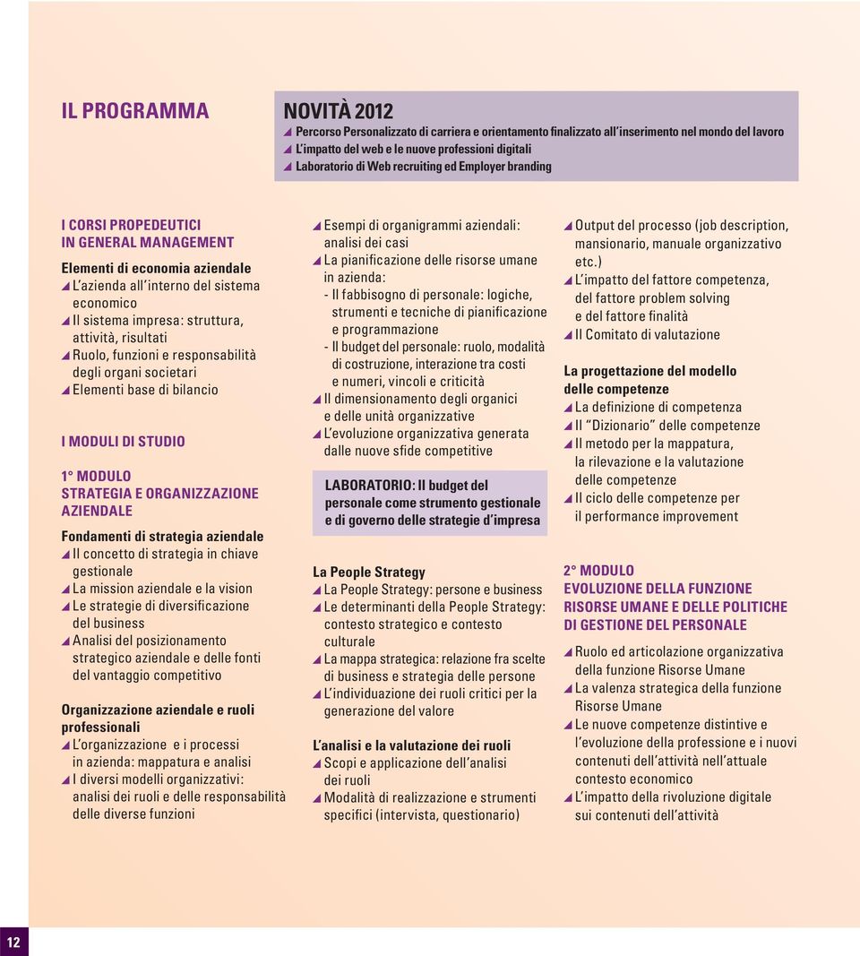 risultati Ruolo, funzioni e responsabilità degli organi societari Elementi base di bilancio I MODULI DI STUDIO 1 MODULO STRATEGIA E ORGANIZZAZIONE AZIENDALE Fondamenti di strategia aziendale Il