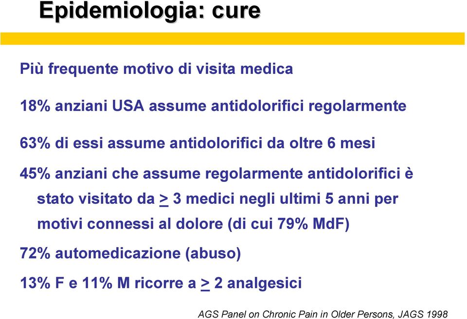 antidolorifici è stato visitato da > 3 medici negli ultimi 5 anni per motivi connessi al dolore (di cui