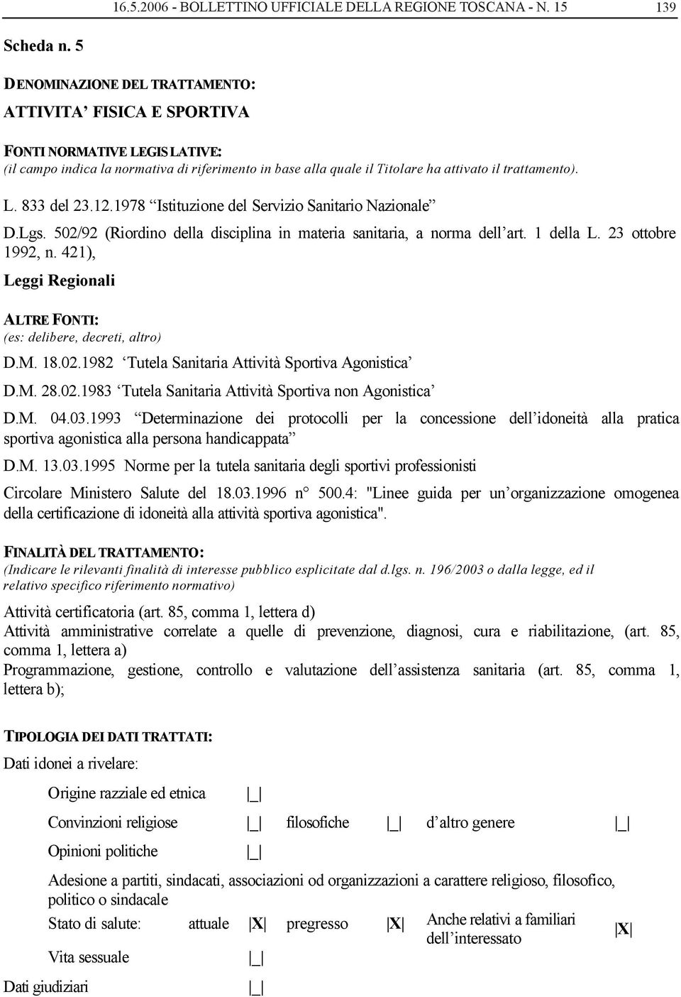 12.1978 Istituzione del Servizio Sanitario Nazionale D.Lgs. 502/92 (Riordino della disciplina in materia sanitaria, a norma dell art. 1 della L. 23 ottobre 1992, n.