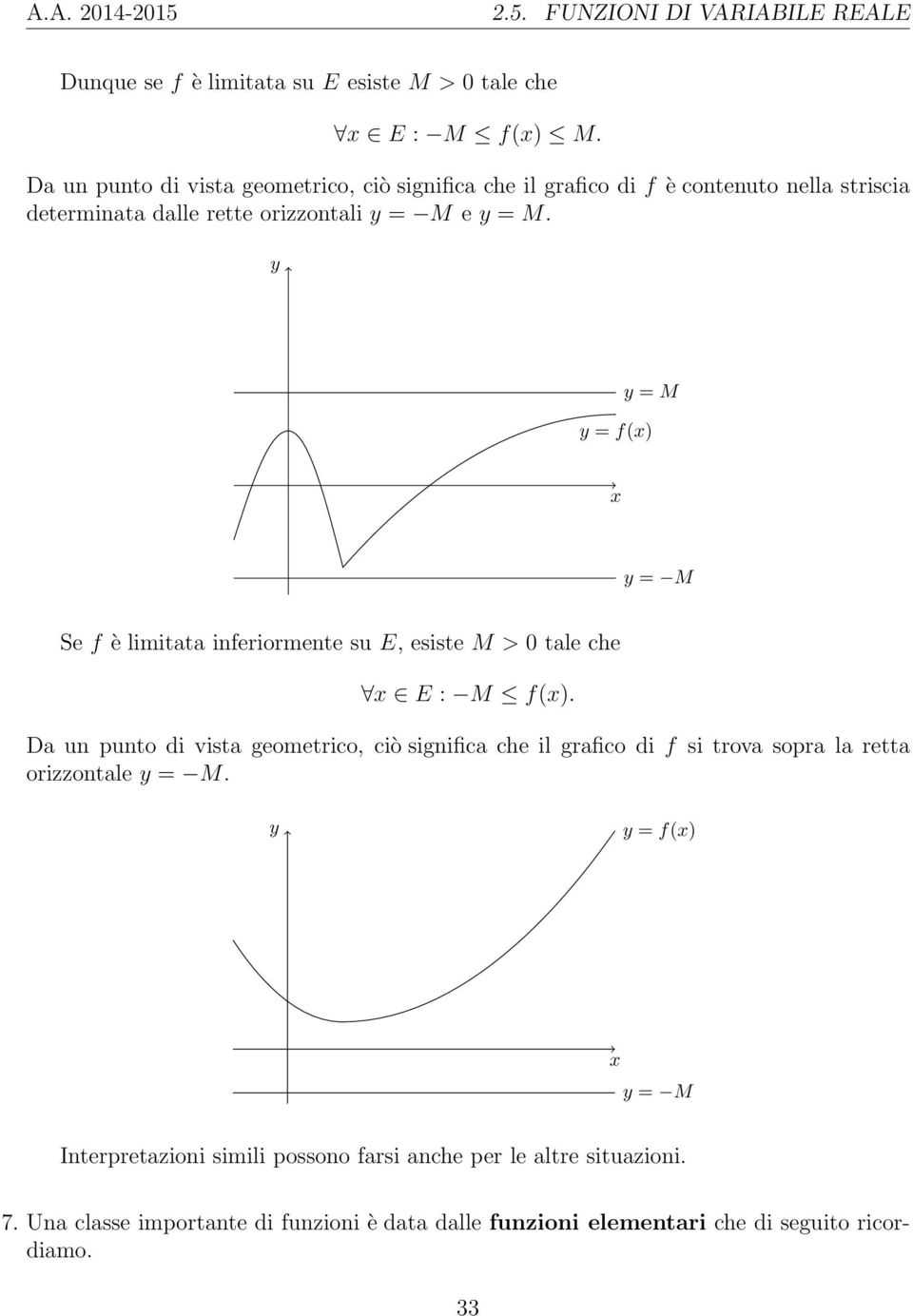 y y = M y = f(x) x y = M S f è limitata infriormnt E, sistm>0talch su 8x 2 E : M appl f(x).