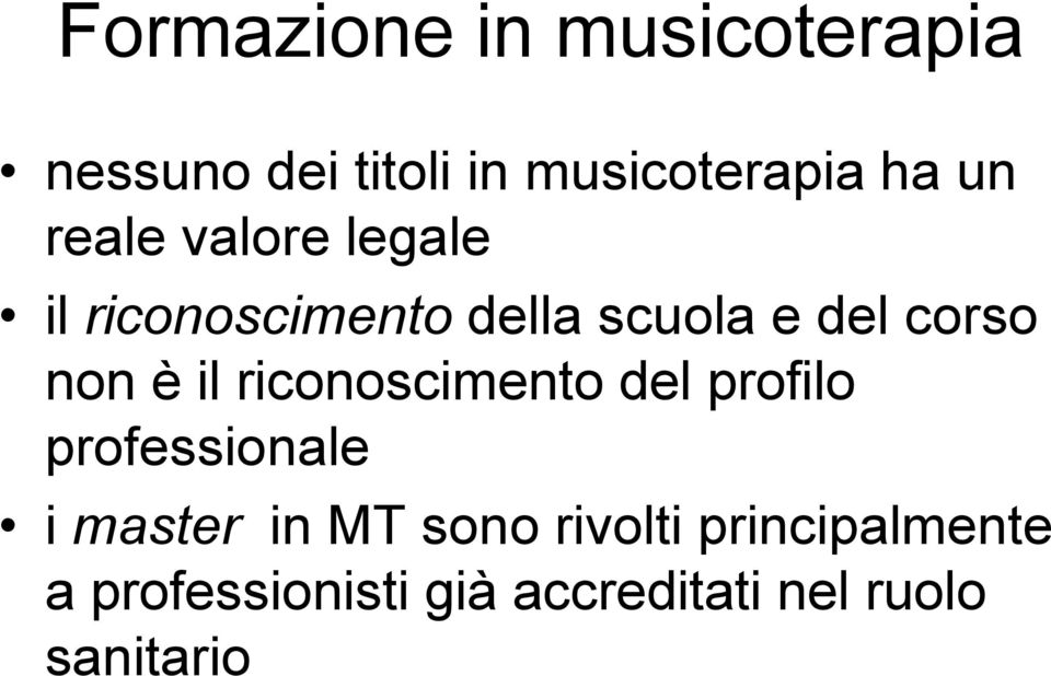 il riconoscimento del profilo professionale i master in MT sono