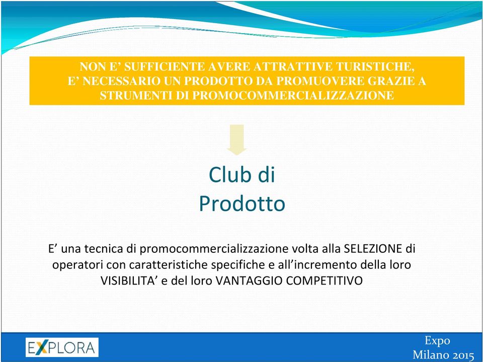 tecnica di promocommercializzazione volta alla SELEZIONE di operatori con