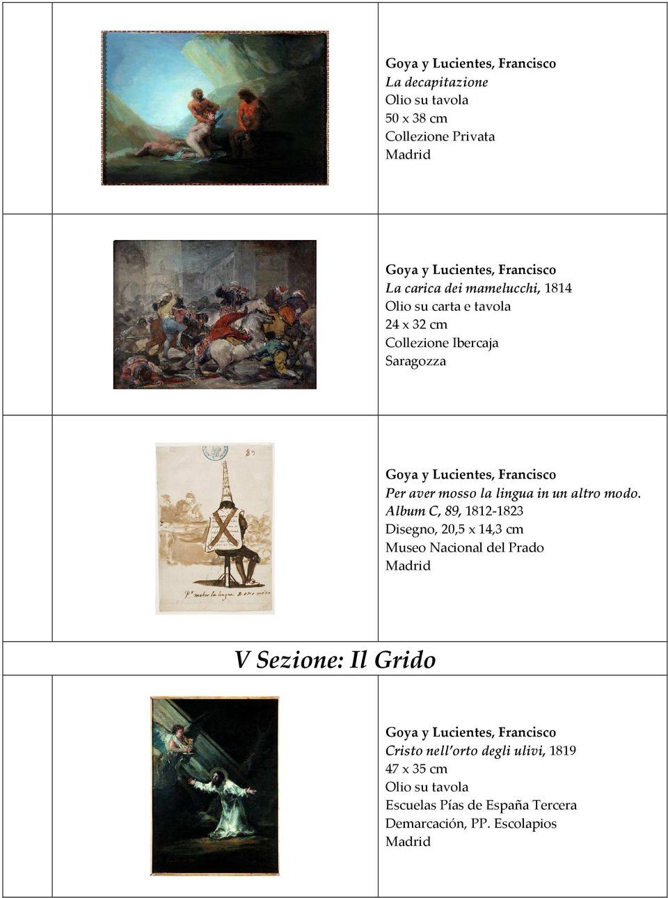 Album C, 89, 1812-1823 Disegno, 20,5 x 14,3 cm Museo Nacional del Prado V Sezione: Il Grido Cristo