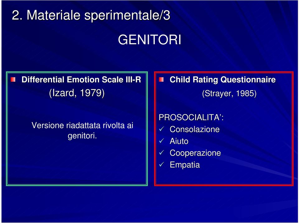 Questionnaire (Strayer, 1985) Versione riadattata