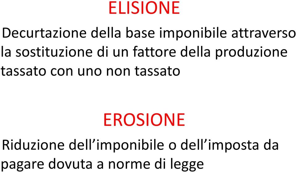 produzione tassato con uno non tassato EROSIONE