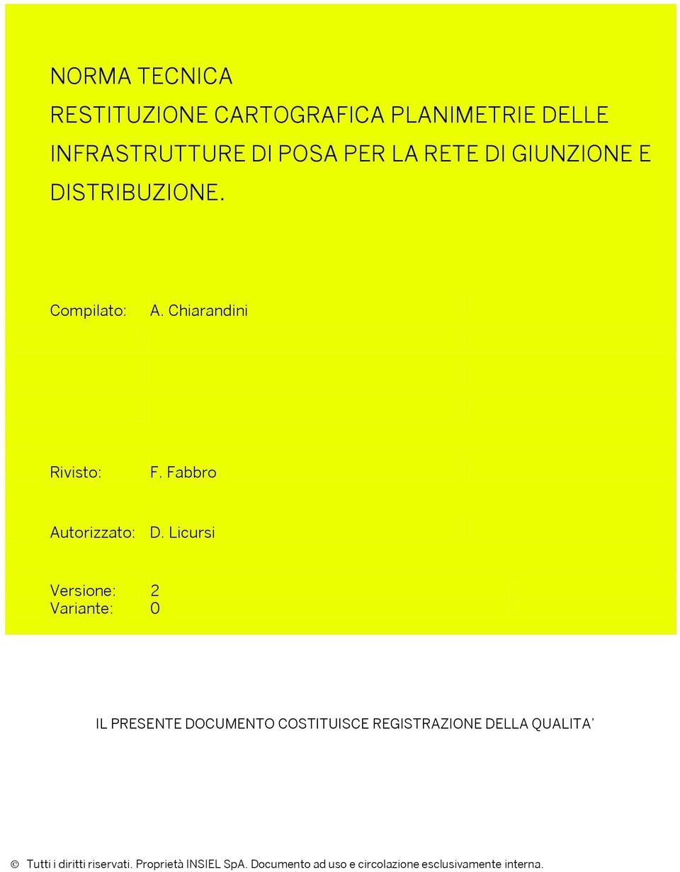 Licursi Versione: 2 Variante: 0 IL PRESENTE DOCUMENTO COSTITUISCE REGISTRAZIONE DELLA QUALITA