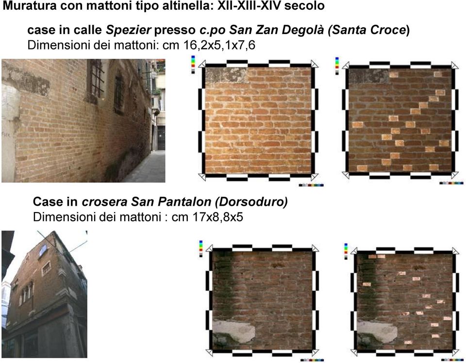 po San Zan Degolà (Santa Croce) Dimensioni dei mattoni: cm