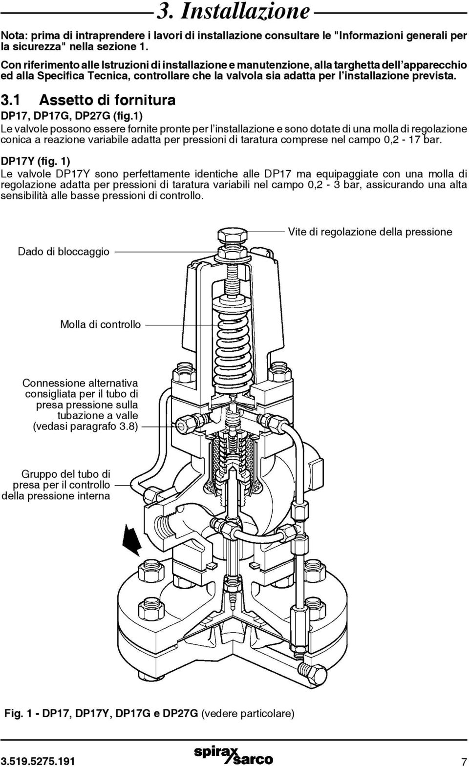 1 Assetto di fornitura DP17, DP17G, DP27G (fig.