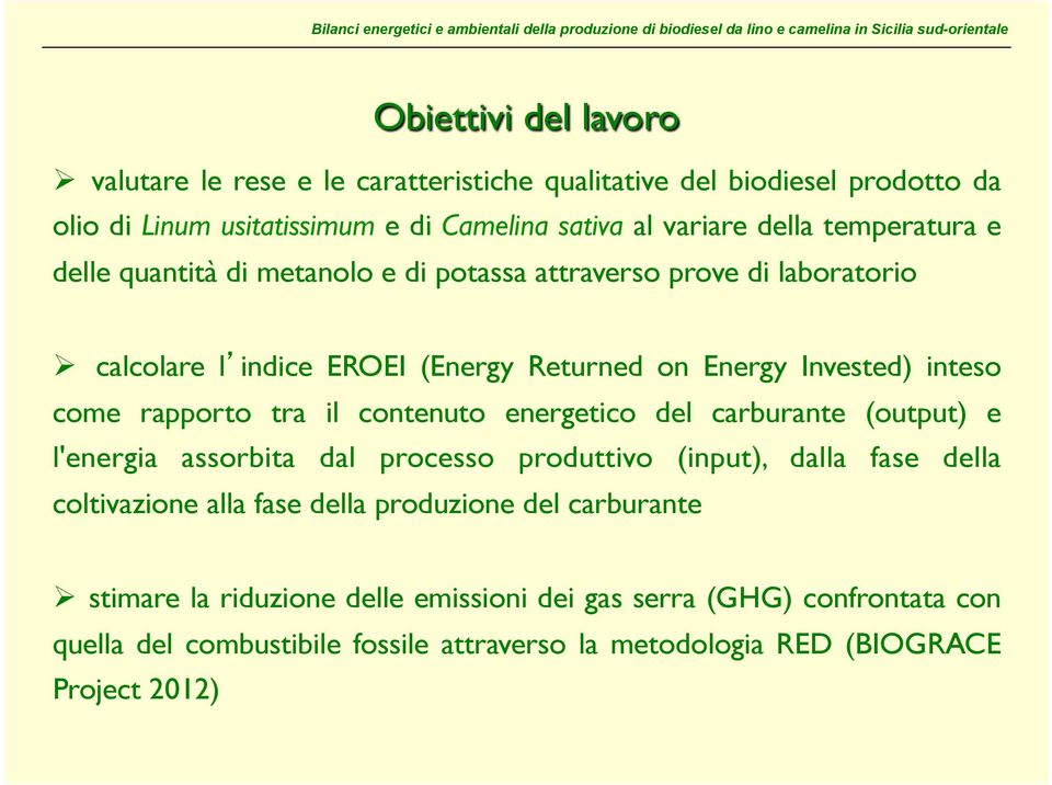 quantità di metanolo e di potassa attraverso prove di laboratorio!