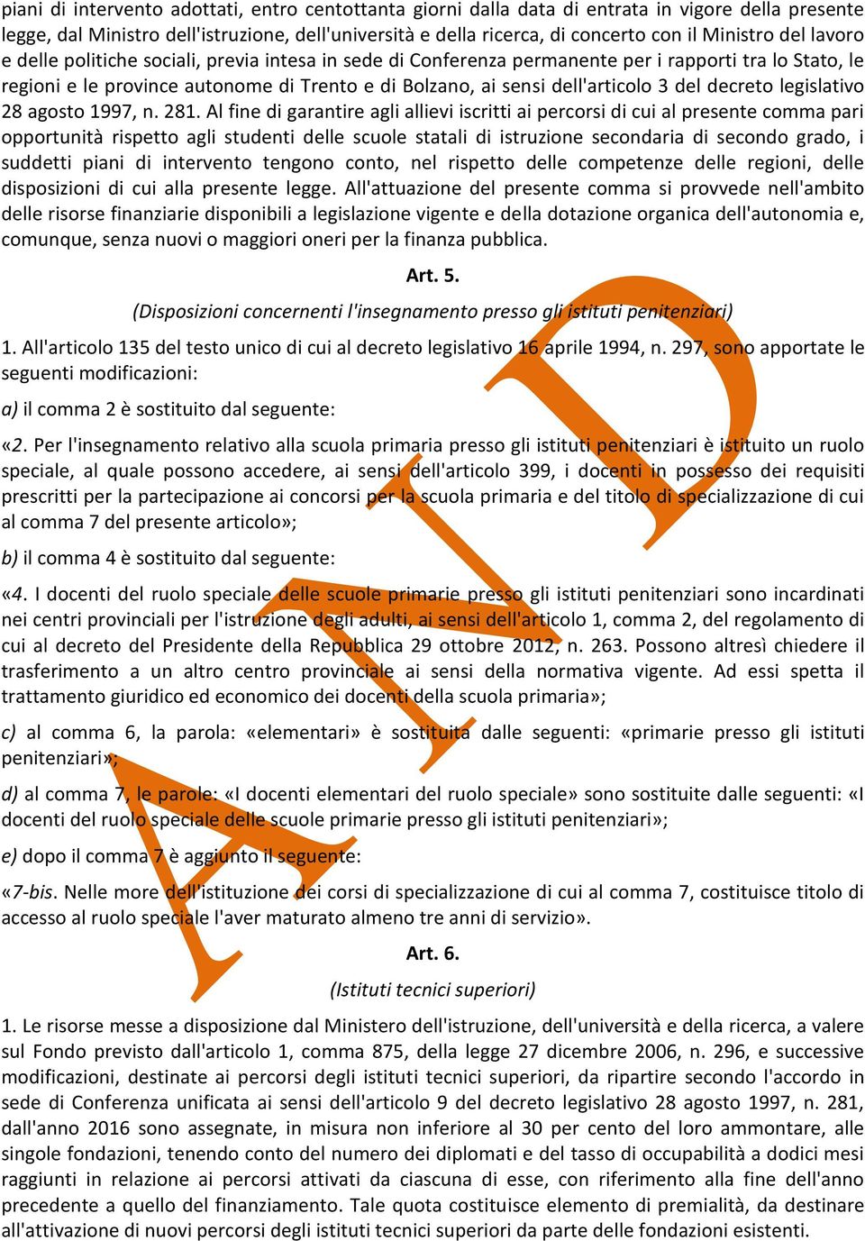 del decreto legislativo 28 agosto 1997, n. 281.